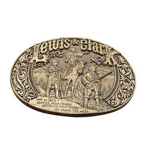 Lewis & Clark 1801 First American Pathfinders Western Belt Buckle Vintage Solid